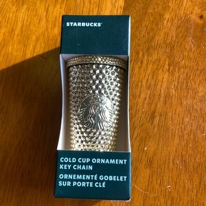 STARBUCKS Gold Stud Bling Ornament Key Chain holiday Accessory